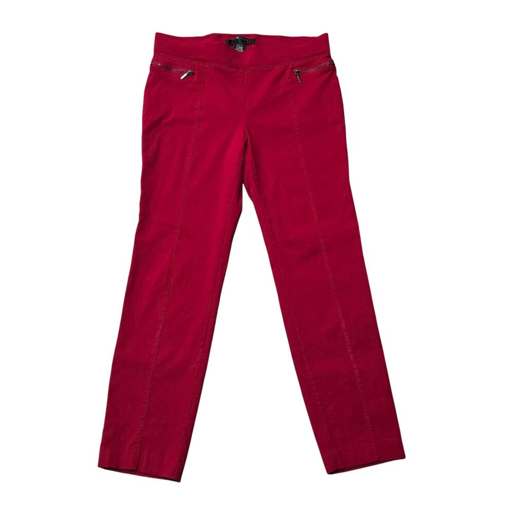 89th & Madison Ruby Red Slim Leg Elastic Waist Ankle Length Pants